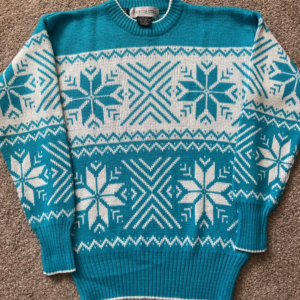 Vintage White Stag Winter Ski Knit Sweater (M)